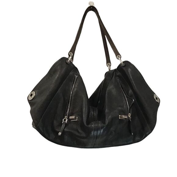 Black Leather Shoulder Bag, Tentazione Due, Made in Italy - Picture 3 of 9